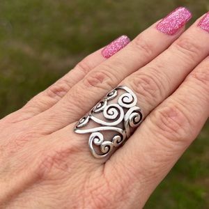 Vintage Sterling Silver MEXICO ATI Spiral Scroll Statement Ring